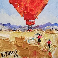 Original Painting Aerostat Cappadocia Journey Acrylic Modern Wall Art Hand made