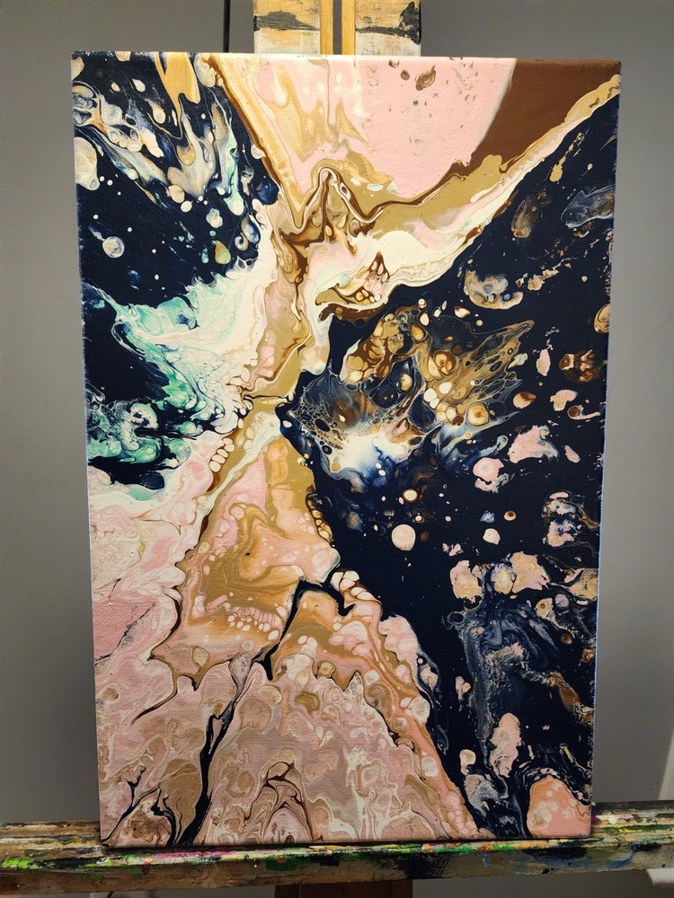 Marble by Em. 11 x 17 Original Acrylic Painting On Canvas Signed