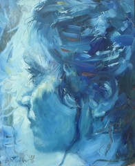 Gerry Miller Oil Painting. „Profiles in Blue“ Unframed. 26.5×32.5cm.