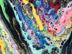 FLUID ACRYLIC ABSTRACT POURED PAINTING 10 x 20 X 1.5 Inches – RICKY MARTIN EBSQ