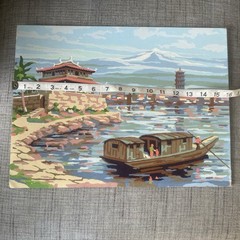 Vintage Mid Century PBN Paint by Numbers Chinese Hong Kong Pagoda 12″ x 16″