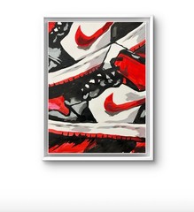 Original Abstract Jordan Sneaker Painting 14×11 paper Modern Wall Art Home Decor