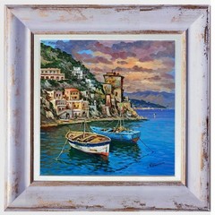CETARA PAINTING ITALY AMALFI COAST CANVAS ORIGINAL by SOMMA ITALIAN WALL DECOR