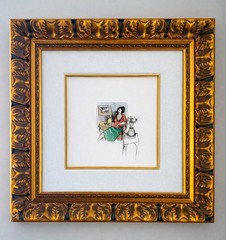 Itzchak Tarkay Signed Watercolor SeatedWoman 24.75” Framed Female Interior Scene