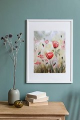 Poppy Handmade Painting Wall Decor Original Watercolor Red Flower Art Ukrain