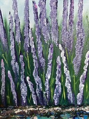 Lavender Field,landscape,flowers, 16/20 Acrylic Painting On Canvas