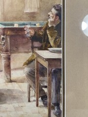 French Madeleine Lemaire self portrait Watercolor Depicting an Interior scene