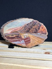 Original Art Oil Painting Car Retro Vintage California Mountain Nature Mikah