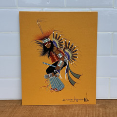 M. Chiago Signed 1983 Original Native American Painting “Feather Dancer”