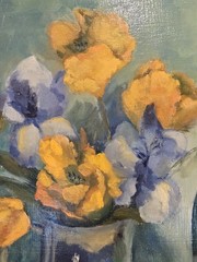 Original Oil on Board Signed M.C. Paine Still Life Painting Wine/Florals/Fruit