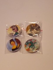 4 Original Hand Drawing and Oil Painting on 1 1/4″ Pin Button