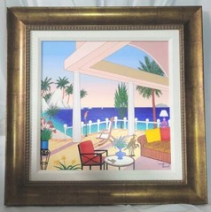 Ipanema Villa Fanch LeDan acrylic canvas signed Numbered Framed 25.5W X 26.5 H