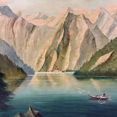 Lake Königssee Bavaria Original Oil on Board Painting Framed