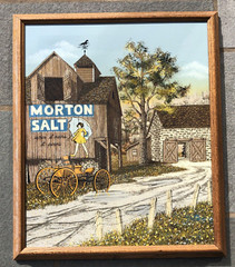 Vintage Morton Salt Girl Barn Country Painting Picture Art Canvas Hargrove Frame