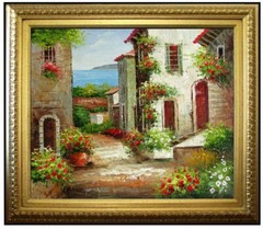 Framed, Quality Hand Painted Oil Painting, Tuscany Italy Landscape 1, 20x24in