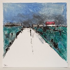 No.631 Original Abstract Modern Minimal Landscape Painting By K.A.Davis
