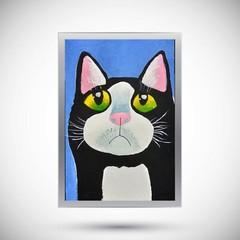 Black Cat Watercolor Painting Original Art for Your Wall Animal Portrait