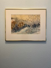 ORIGINAL 1982 NORTHERN NM MOUNTAIN ASPEN LANDSCAPE WATERCOLOR BY WANDA M HIGGINS