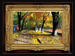 Festive Autumn Path II Original Oil Painting 6×4 Everyday Light Series NO FRAME