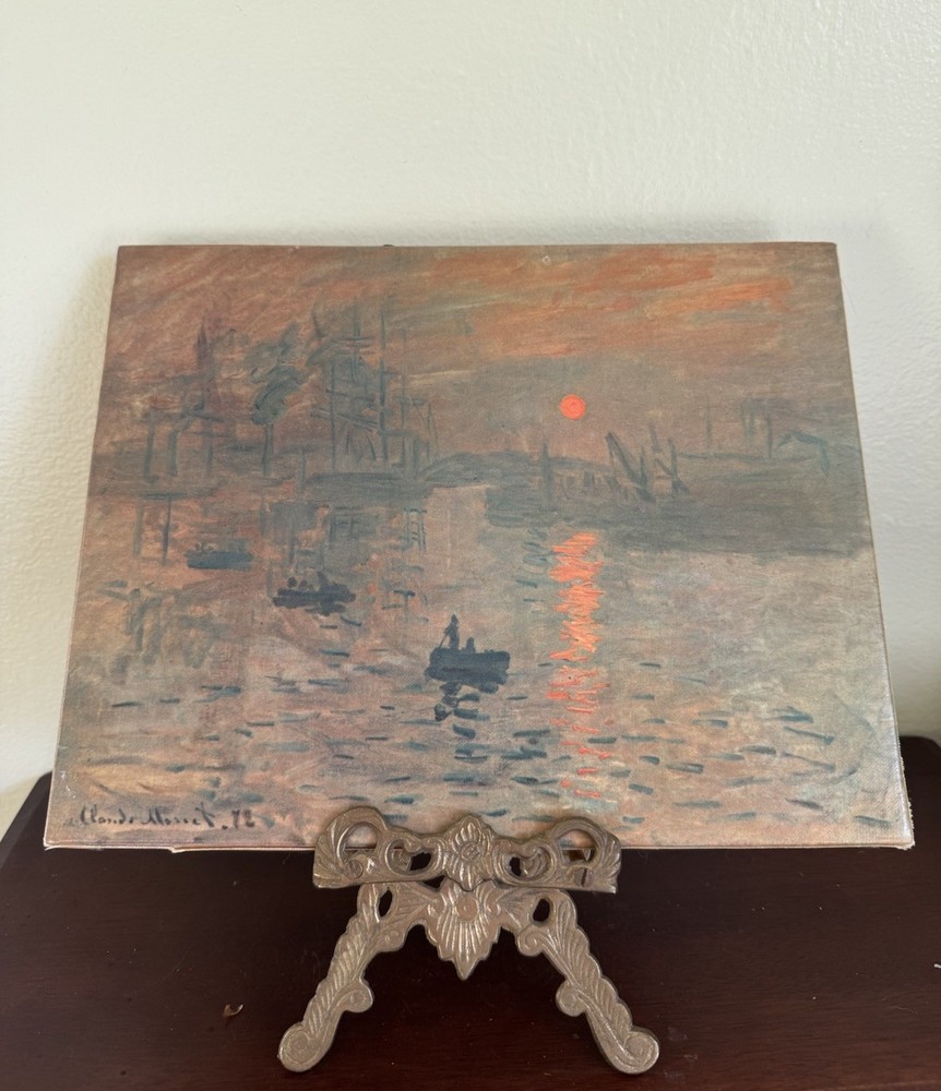 Impression Sunrise Monet Licensed Canvas 1962 Vintage Art Paris Unframed 10”