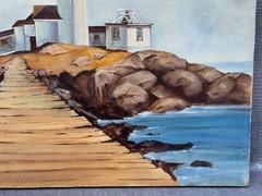 EASTERN POINT LIGHTHOUSE ORIGINAL OIL PAINTING GLOUCESTER MASSACHUSETTS MA 01930