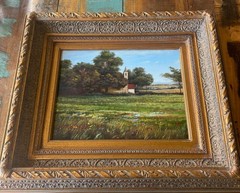 L Lantoy 2 Original Oil on Canvas, each in gilt frame, 22”x 26”x4” d