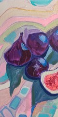 acrylic painting on canvas hand painted wall art with purple figs