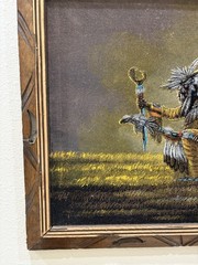 Black Velvet Painting Of Native American Indian Artist Ernesto Sanchez Framed