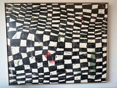 48x60in Acrylic on Canvas by NYC Contemporary Artist with Maple Floating Frame