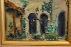 FRAMED ORIGINAL OIL INTERIOR COLONIAL PATIO OLD HAVANA CUBA ARTIST: HECTO VIDAL