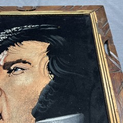 VINTAGE 1970S VELVET ELVIS PAINTING MEXICO WOOD FRAME 24”X20”