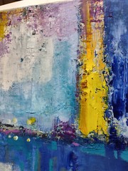 Original oil painting 18×18″ Landscape, Abstraction, Contemporary Art, Blue City