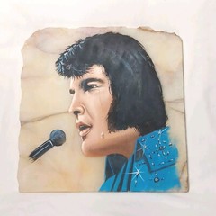 Painting of Elvis Presley on Stone 8 x 8