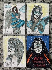 KISS CARD – ACEO Art Sketch 2.5 X 3.5 Rock Music Painting Drawing Paper ACE