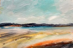 Textured Coastal Landscape Original Acrylic on Cradled Panel Mary Myers