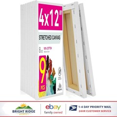 Skinny Stretched Canvas 4×12 Inch, 9 Pack Triple Primed for Painting Projects