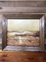 Vintage Robertson Oil Canvas Framed Painting Shore 31×26.5