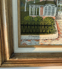 H. Hargrove Signed Serigraph Oil Painting Victorian House & Gazebo 23×18 Framed
