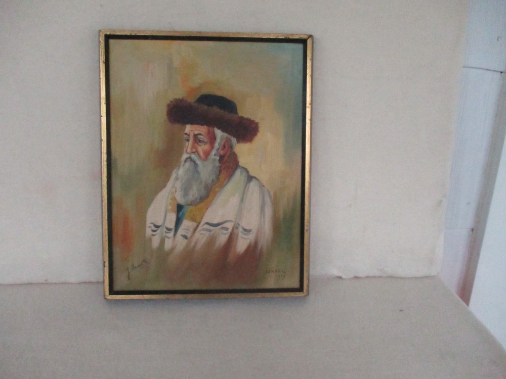 Original Painting of old man, signed and dated 1969, by J Neweth, Israel