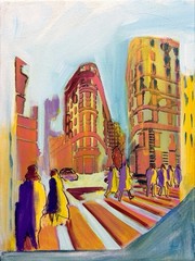 GERARD 11X14 IN-Abstract Expressionist Original Painting Canvas Cityscape