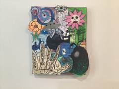 Junk drawer Painting original abstract acrylic painting on canvas 8 x 10 in