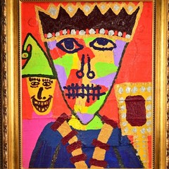 JEAN MICHEL BASQUIAT & ERO Original Vintage Signed 1986 King Midas Oil Painting