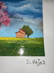 David Najar “Rural Home” lithograph w/ Spot Varnish-Park West Gallery COA 10×12