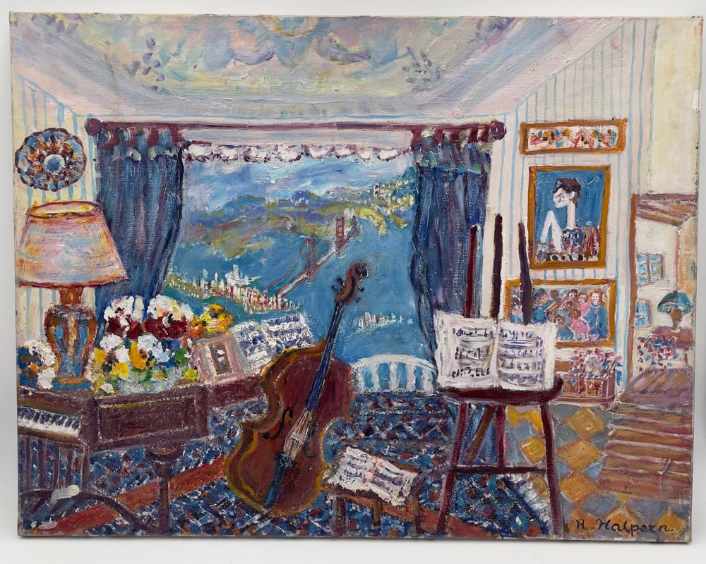 Renée HALPERN (1914-? ) School of Paris – Golden Gate Bridge Oil on Canvas