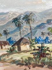 Vintage Original G. Gomez Reyes Signed Mexican Village Painting, Framed