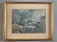 Very Pretty Painting Watercolour On Paper Xixth Boudet 1824 Forest Landscape Cv