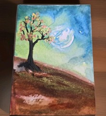 ACEO Original Watercolor Painting, 2.5 × 3.5 in, Nature, ShineGoldenArt
