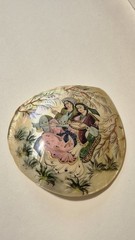 VTG AN OLD PERSIAN HAND PAINTING MINIATURE ON SEASHELL BIG Large