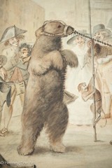 Beautiful Antique Dancing Bear Painting after Henry William Bunbury c. 1785 FINE
