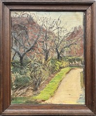 Impressionist Spring Landscape Path Houses Belgium Ghent March 1948